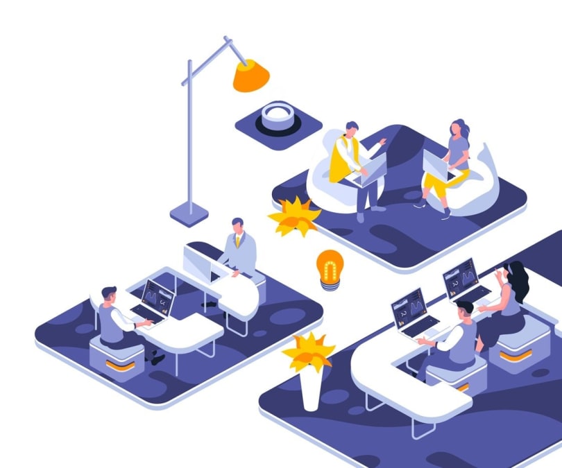 A depiction of a virtual office environment designed for remote teams to enhance collaboration.