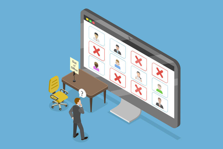 3D Isometric Flat Vector Conceptual Illustration of Out Of Office stock illustration