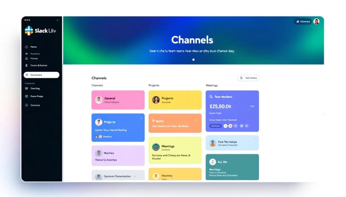 An overview of Slack's interface, highlighting team chat functionalities.
