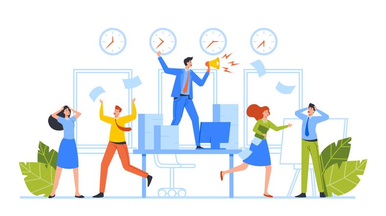 Anxious Business Characters in Chaos Workplace