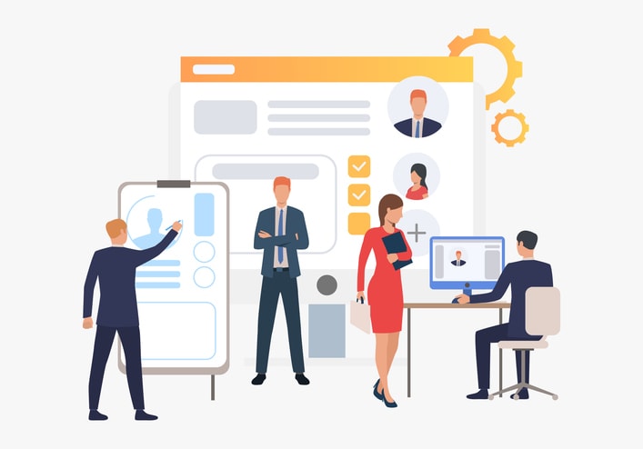 applicants and job interview stock illustration