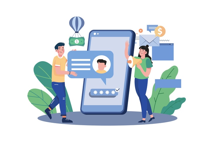 Business Marketing Management Illustration concept on white background stock illustration