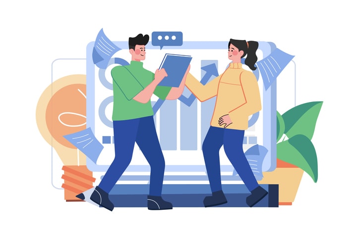 Business People Solving Issue Illustration concept on white background stock illustration