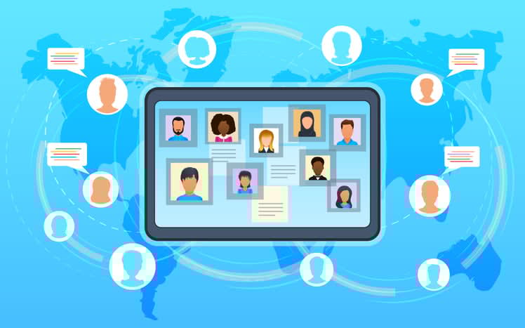 Business team at online meeting work form home