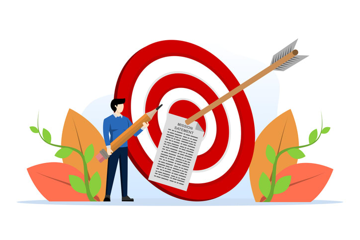 businessman with pencil writing mission statement