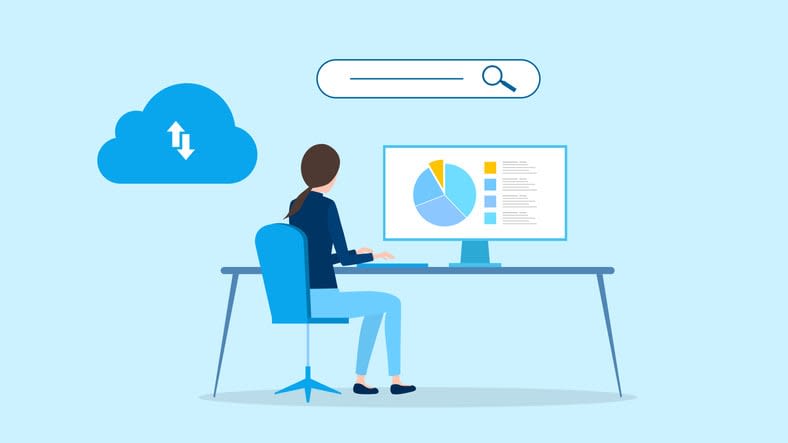 Businesswoman analyzing data