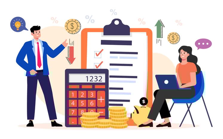 Calculate profit and loss stock illustration