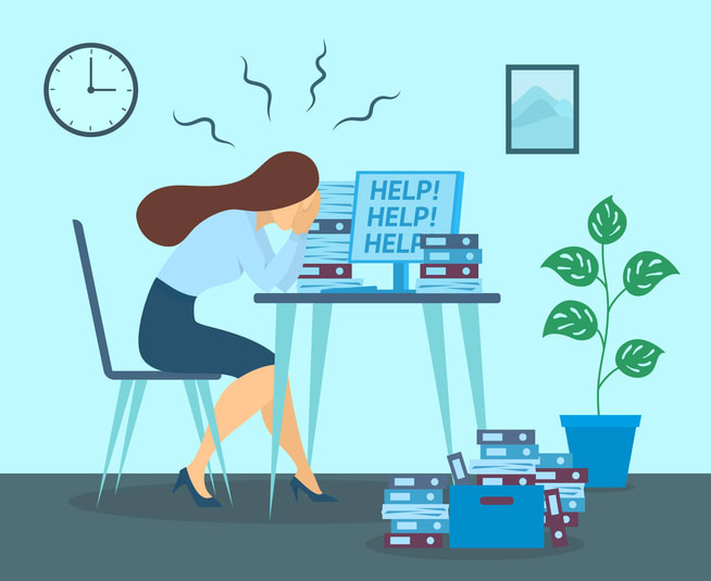 Cartoon Color Character Person and Job Burnout Concept