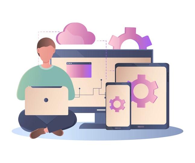 Concept of packaged software stock illustration