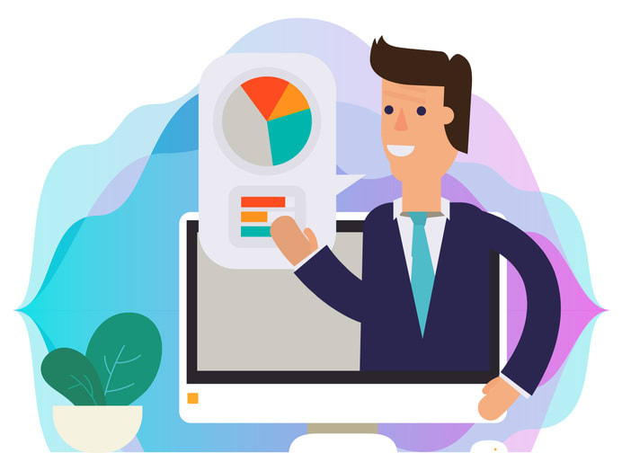 Concept of virtual office during coronavirus COVID-19 quarantine stock illustration