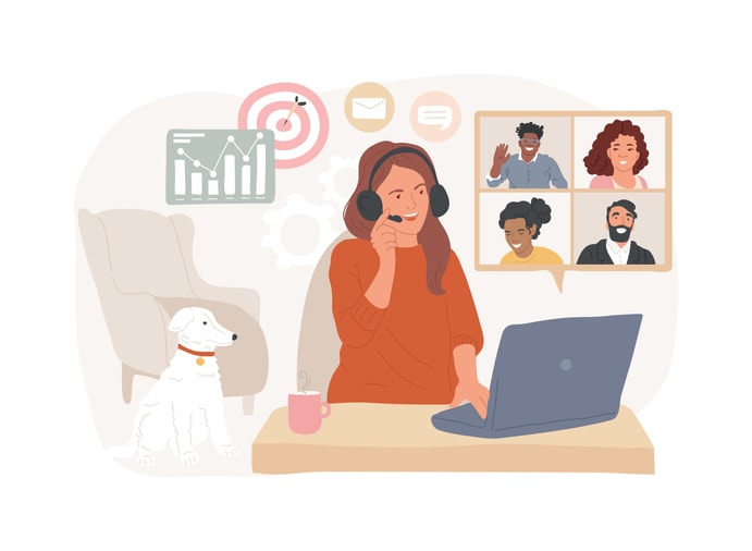 Distance working isolated concept vector illustration. stock illustration