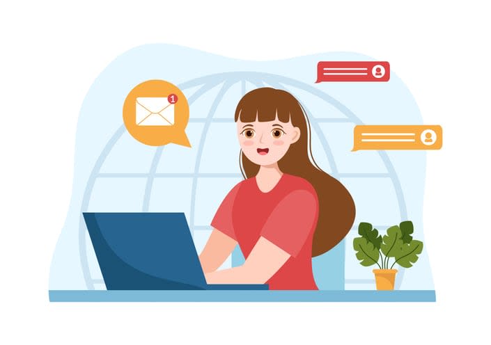 Electronic Mail Message and Business Marketing in Flat Cartoon Hand Drawn Templates Illustration stock illustration