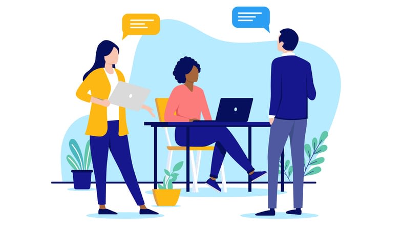 Employee communication between people characters