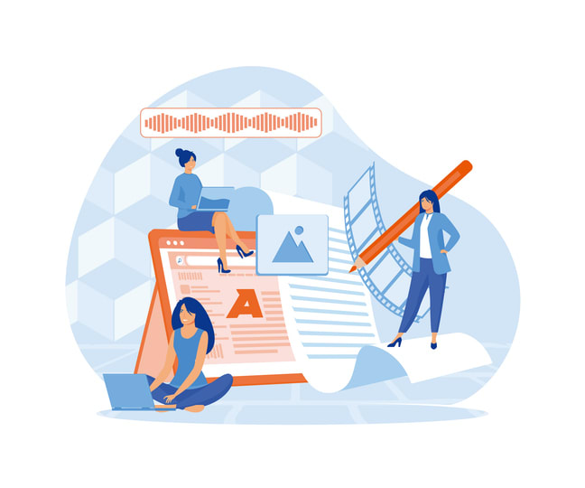 Engaging content, blogging, media planning, promotion in social network concept