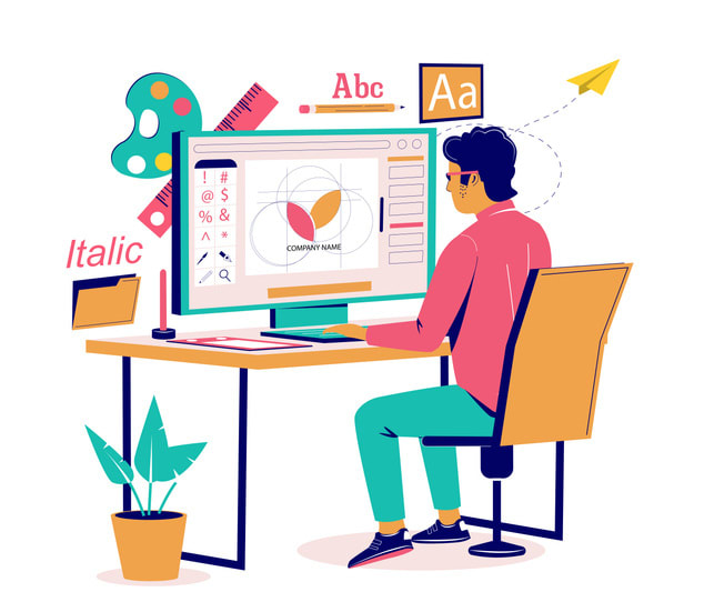 Graphic designer creating logo design