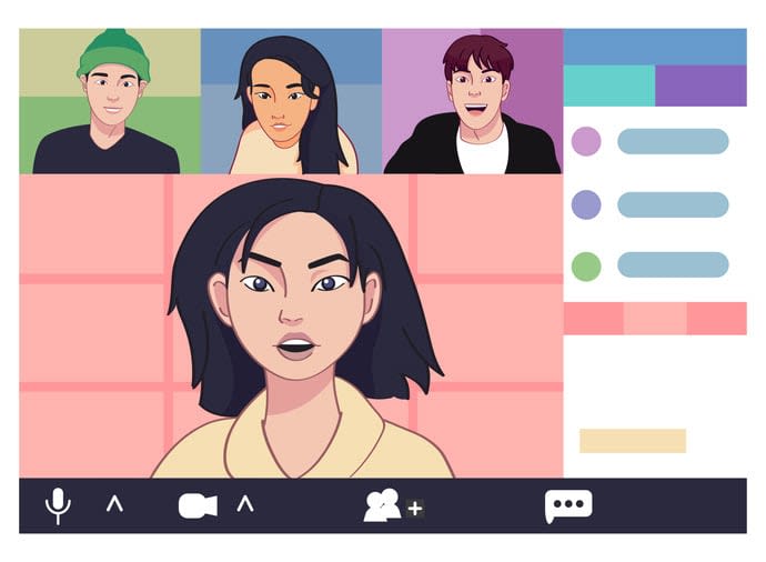 Isolated friends call stock illustration