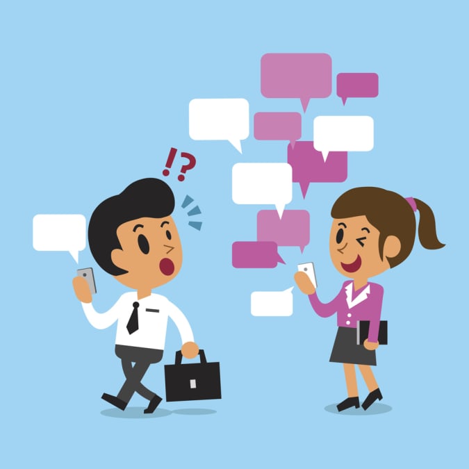 This image represents asynchronous communication—where messages are sent and received at different times—highlighting both its convenience and potential for miscommunication or information overload in the workplace.