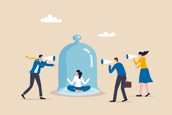 keep calm and avoid conflict or problem