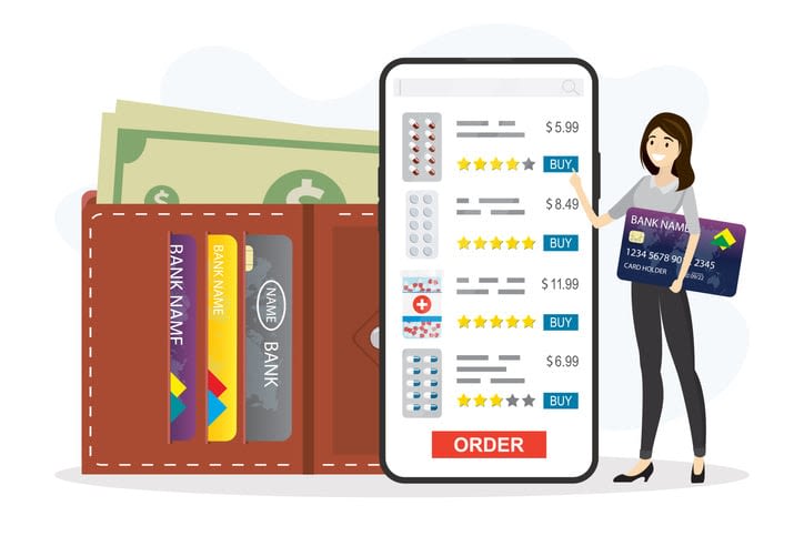 Modern smartphone with pharmacy application