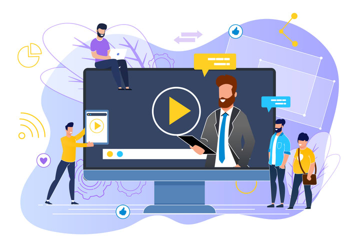 Office Situation Webinar Vector Illustration