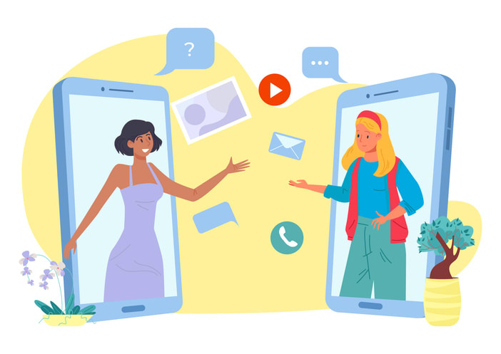 online app with chat message icon