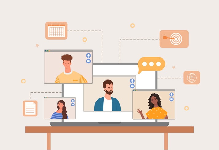 Online meeting concept stock illustration