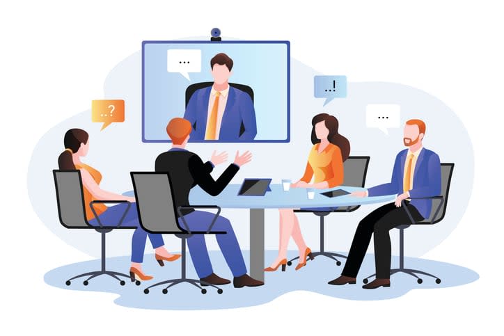 Online meeting with director stock illustration
