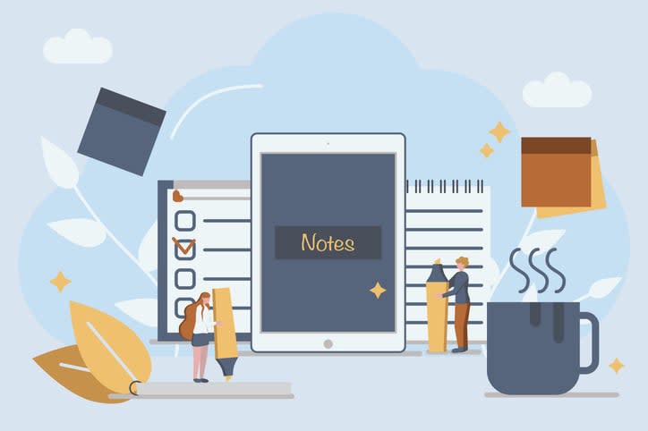 Online notes and checklist concept