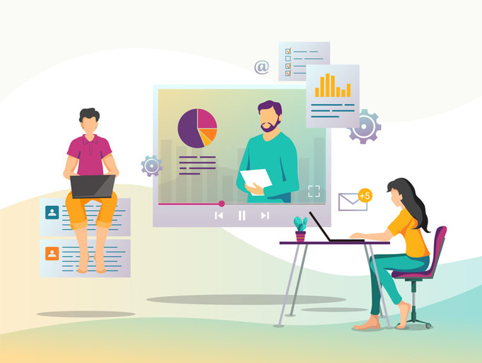 People studying or working with laptops