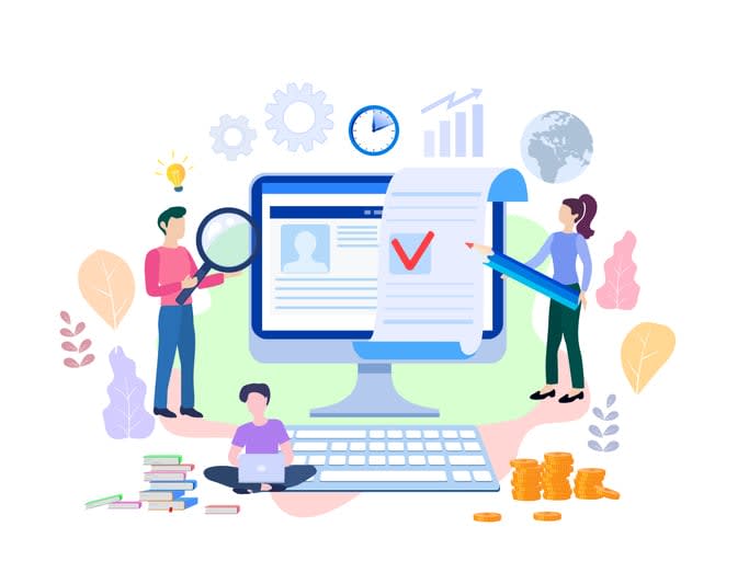 small people fill out the form