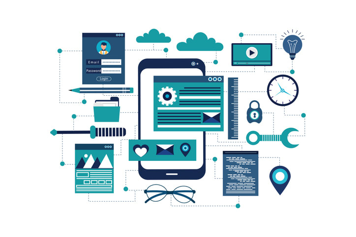 smartphone app programming stock illustration