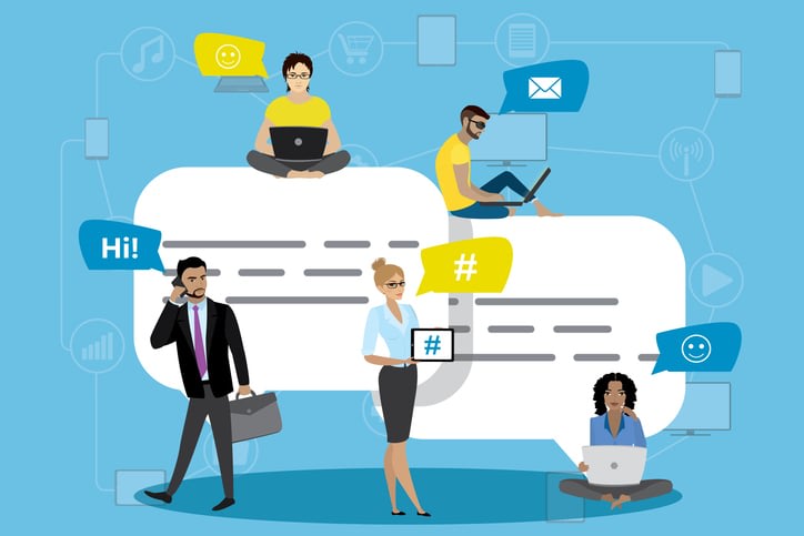 Speech bubbles for comment and reply people stock illustration