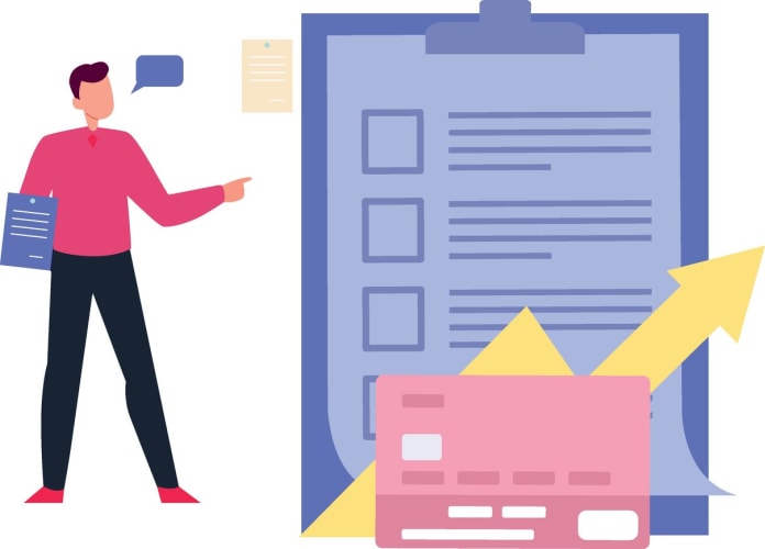 the boy is looking at the list