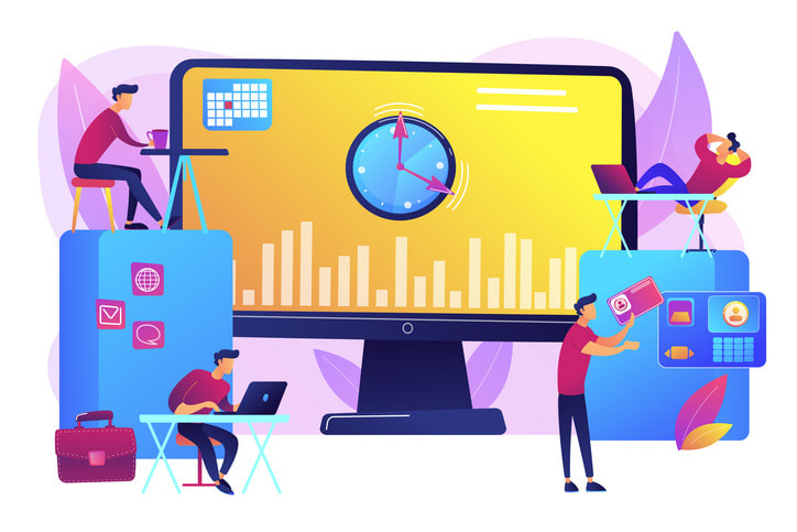 Time and attendance tracking system concept vector illustration stock illustration
