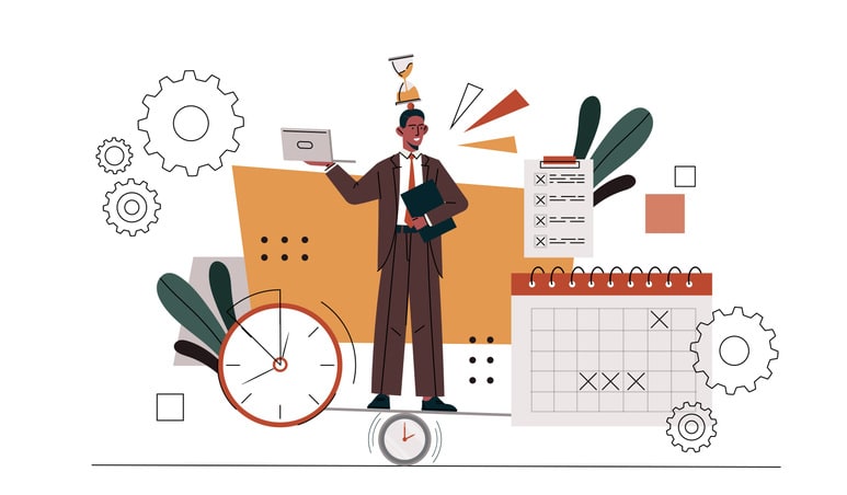 Time management man vector concept stock illustration