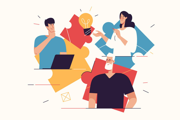 Vector illustration depicting a happy young man finding an effective solution. Editable stroke stock illustration