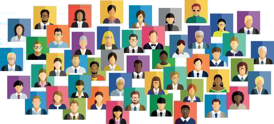 Vector illustration of an abstract scheme, which contains people icons. stock illustration