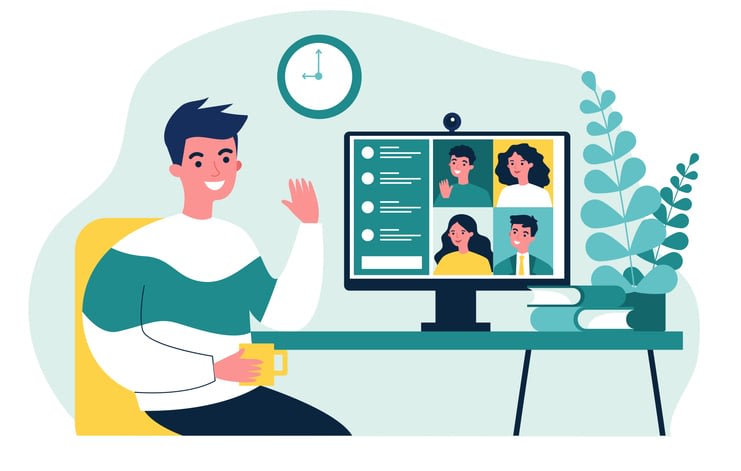 Worker using computer stock illustration