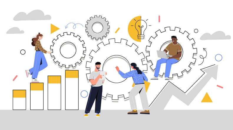 Working mechanism concept stock illustration